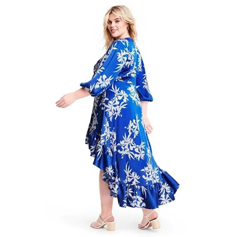 ALEXIS for Target Blue Floral Tie-Front High-Low Dress XS Resort Vacation - Picture 4 of 9